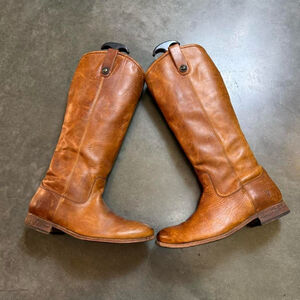 Women’s Frye Tall Cowboy Western Tan Leather Riding Boots